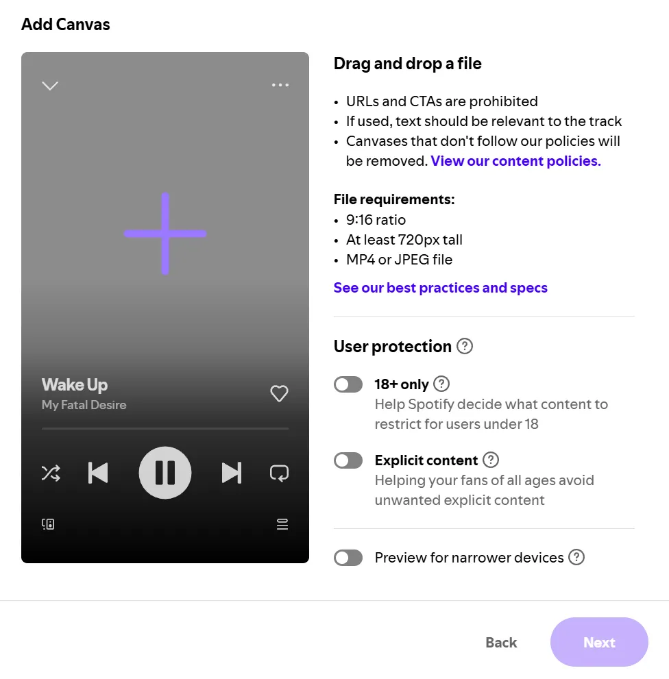 spotify canvas requirements